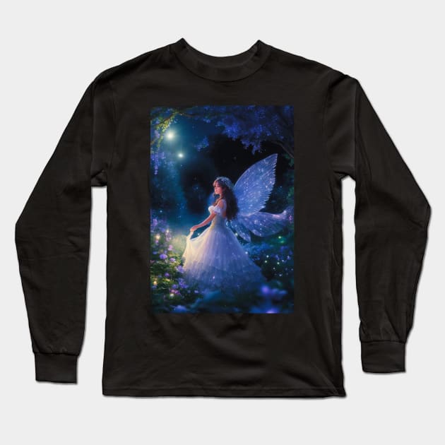 Moonlit Garden Fantasy Long Sleeve T-Shirt by DaffodilArts